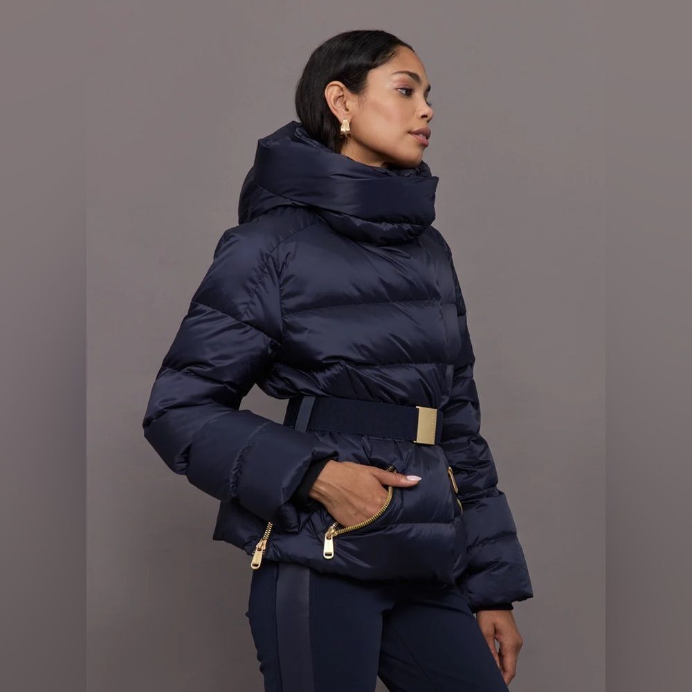 Goldbergh Bea Belted Ski Jacket Navy Blue Gold NWT US 4 Waterproof